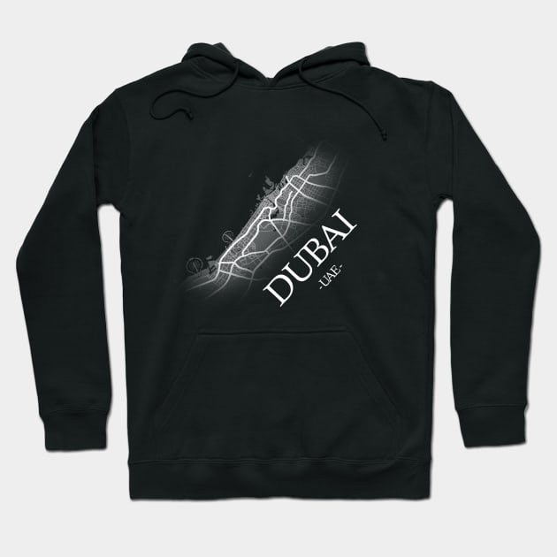 Dubai City Map - UAE Cartography Hoodie by SPAZE